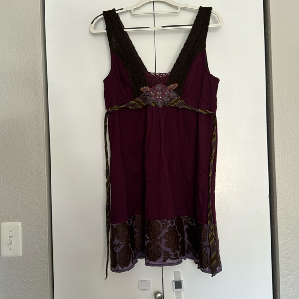 Free People Purple and Brown Dress